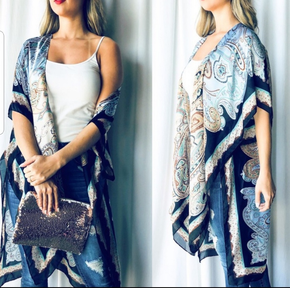 Paisley print ruana shawl kimono sold***